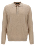 Zanone Wool and Cashmere Knit Polo — Beige
