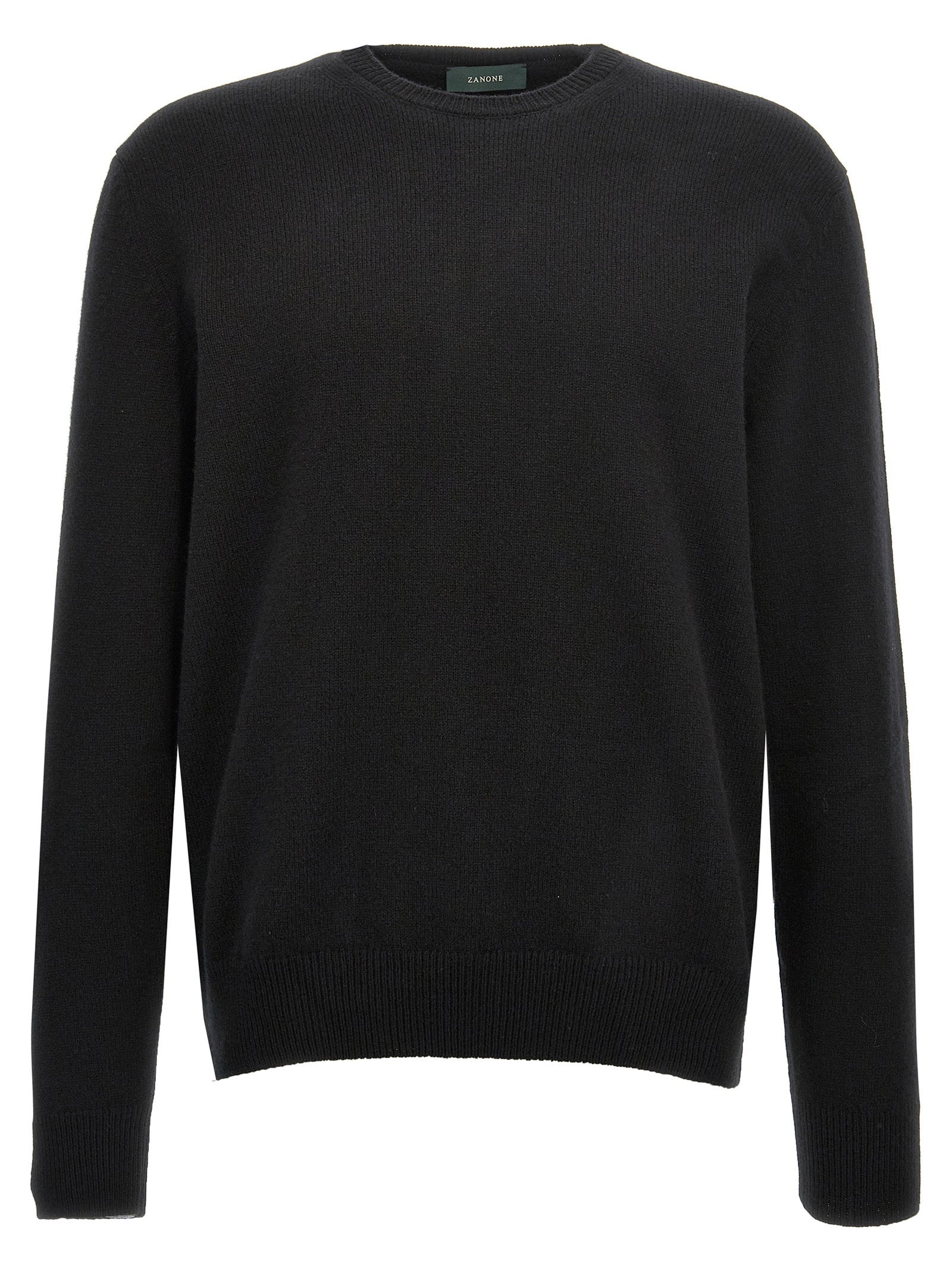 Zanone Wool Crewneck Sweater — Black