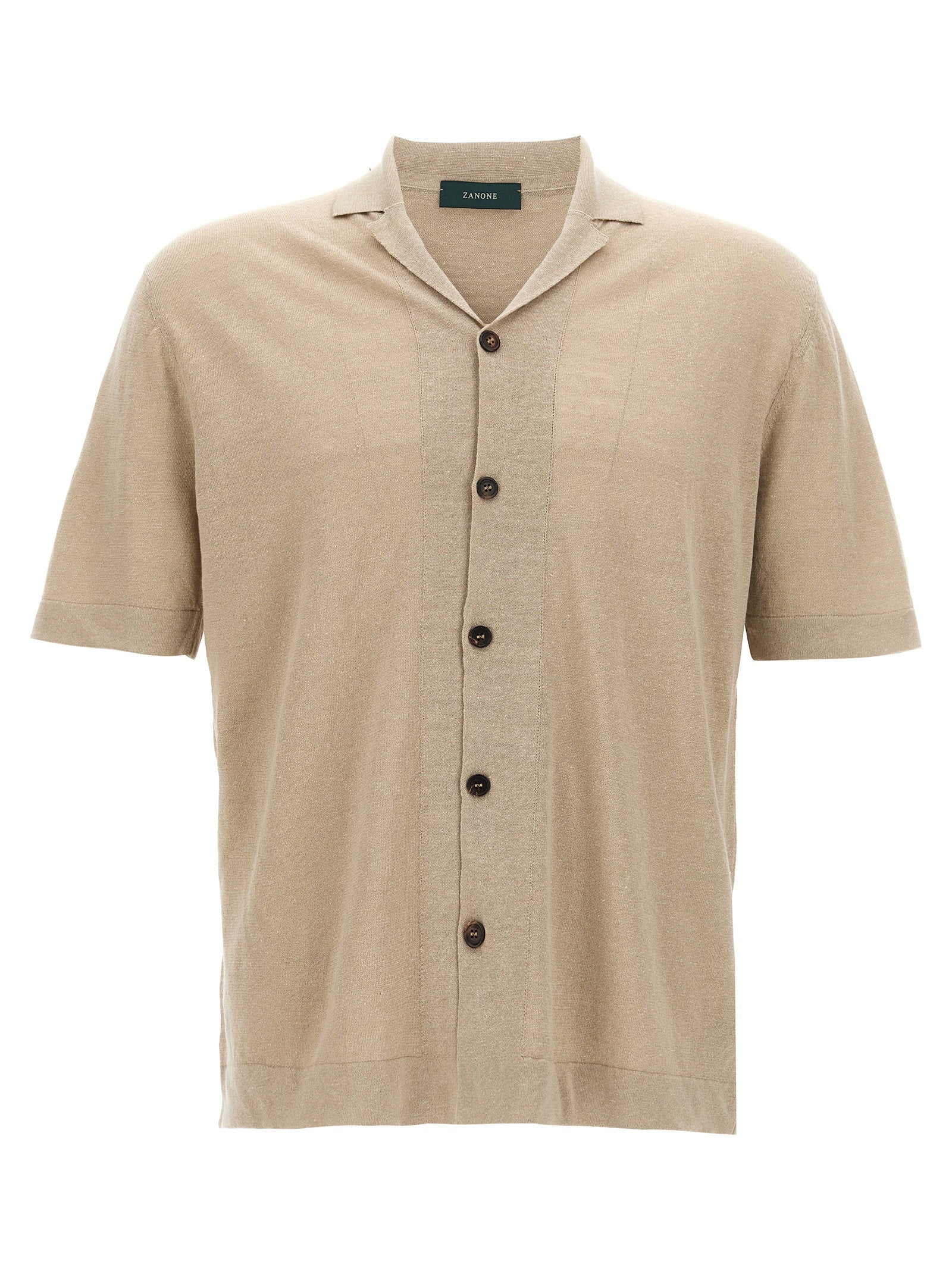 Zanone Linen Blend Shirt — Beige