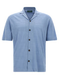 Zanone Linen Blend Knit Shirt — Blue