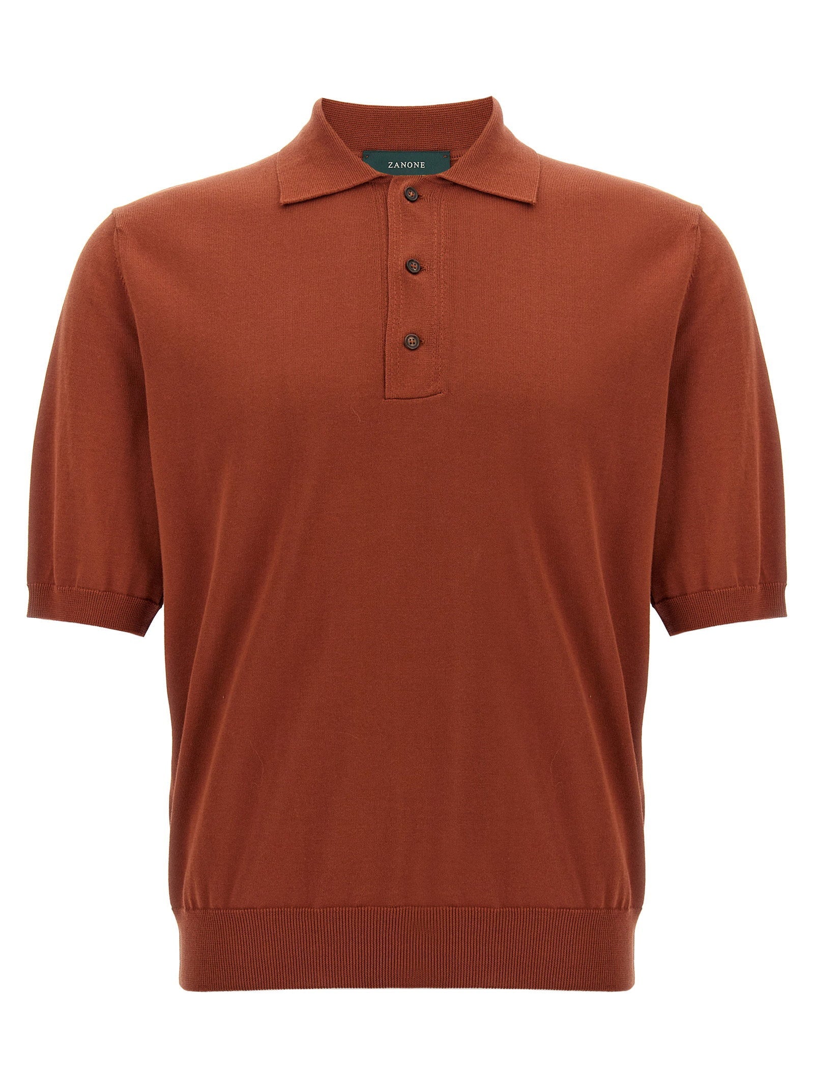 Zanone Cotton Polo Shirt — Rust