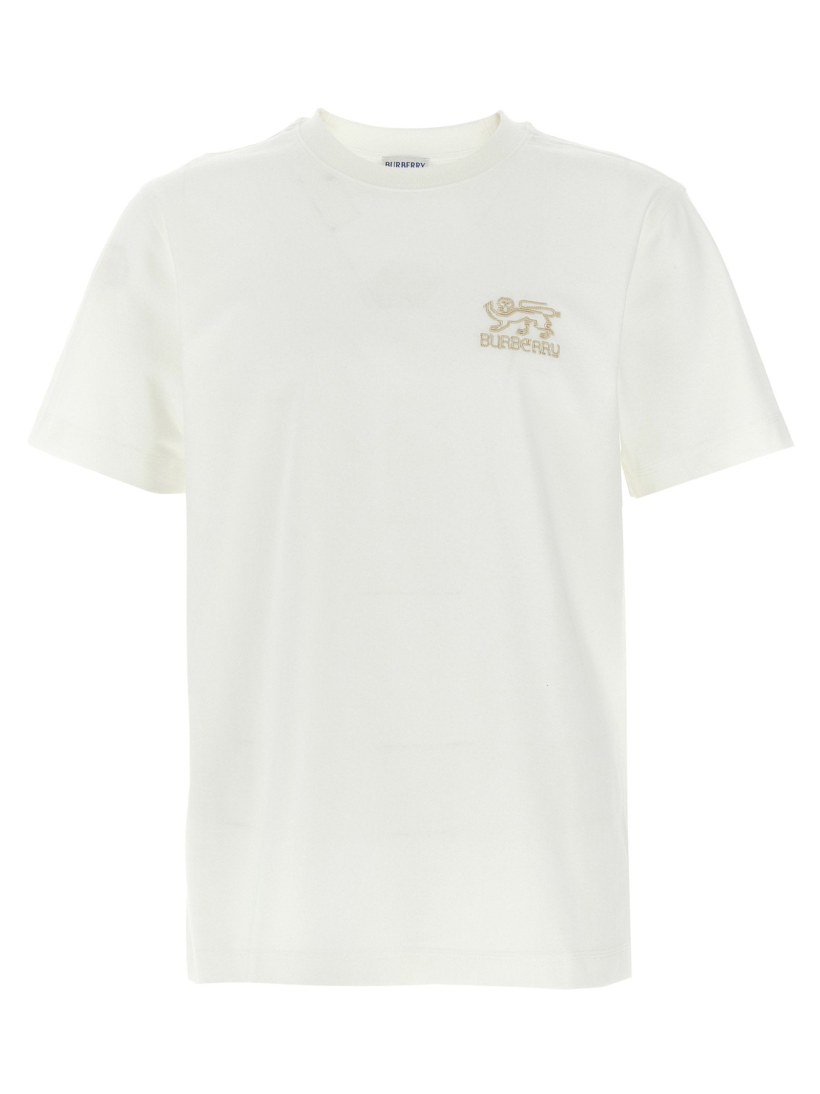 Burberry Logo-Embroidered Organic Cotton T-Shirt — White