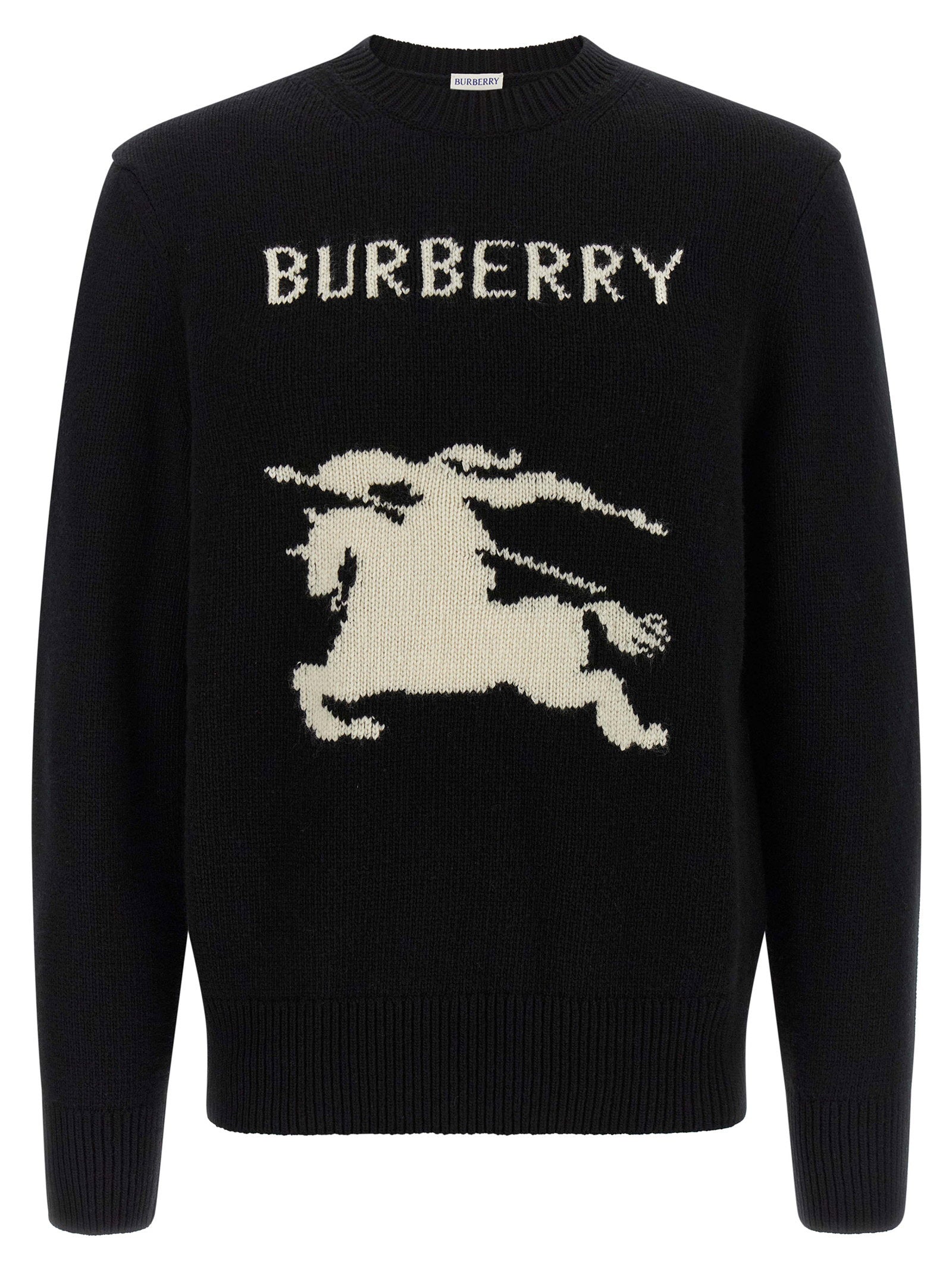 Burberry EKD Logo Intarsia-Knit Sweater — Black
