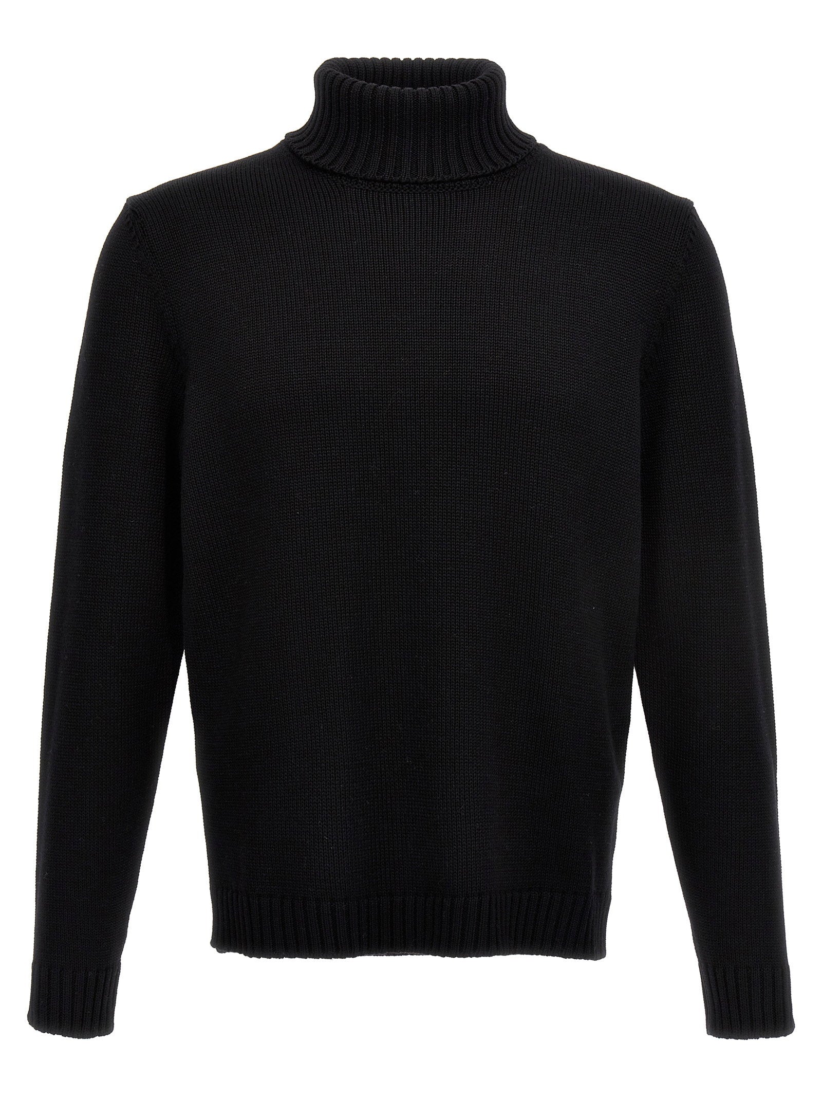Zanone Wool Turtleneck Sweater — Black