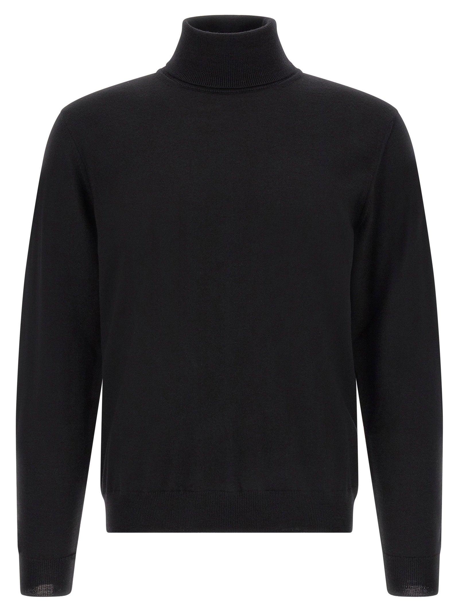 Zanone Virgin Wool Turtleneck Sweater — Black