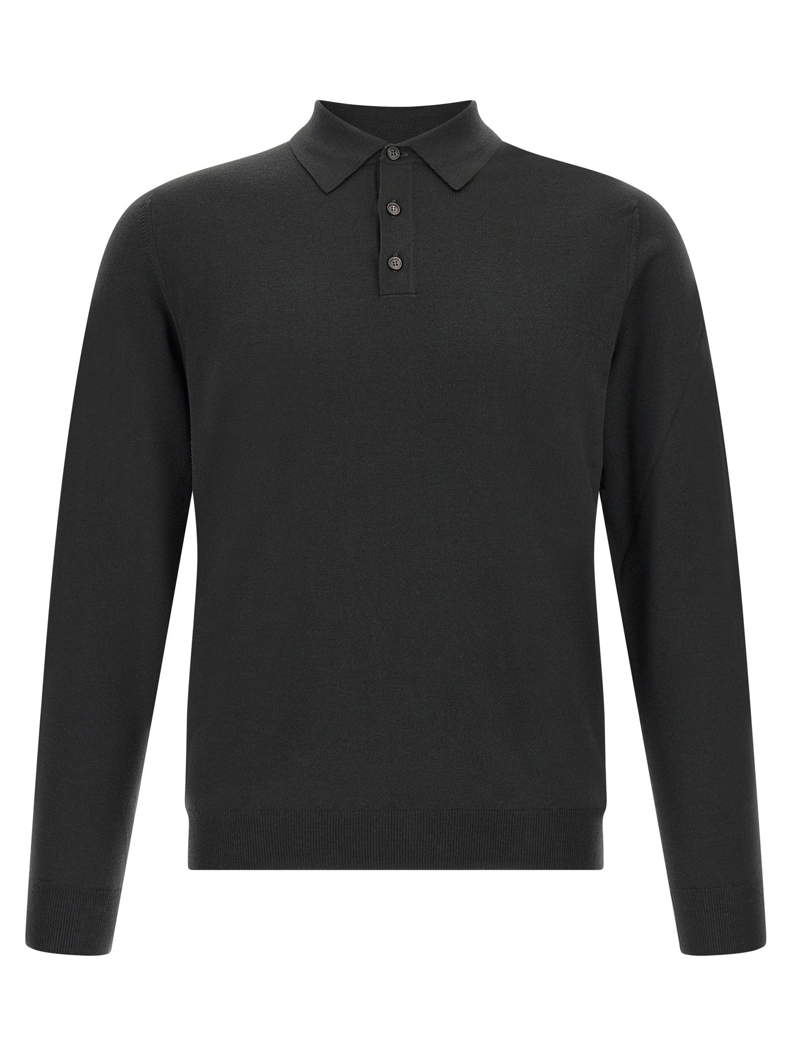 Zanone Flexwool Virgin Wool Polo Shirt — Black