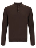 Zanone Virgin Wool Blend Polo Shirt — Brown