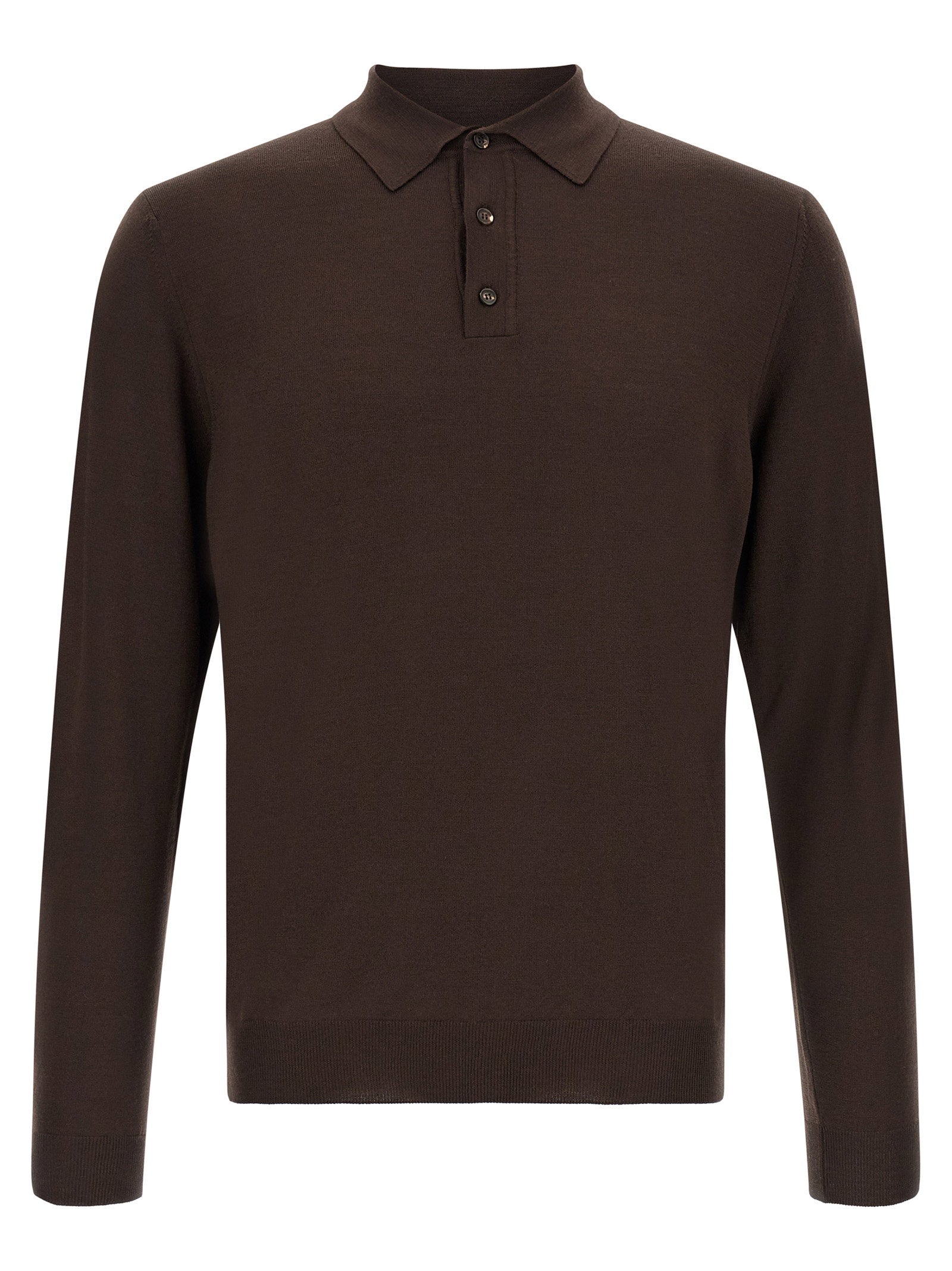 Zanone Virgin Wool Blend Polo Shirt — Brown