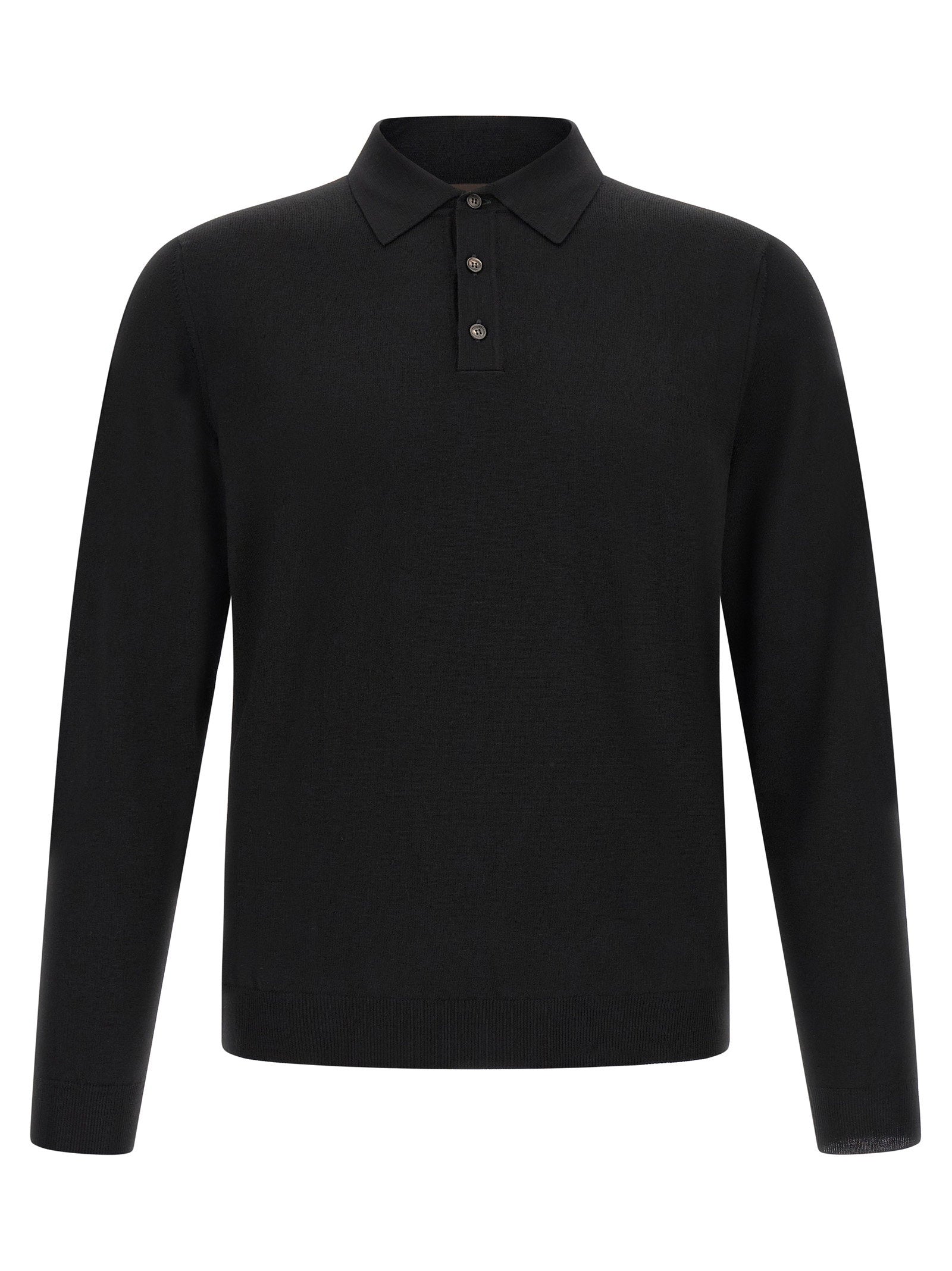 Zanone Wool Blend Polo — Black