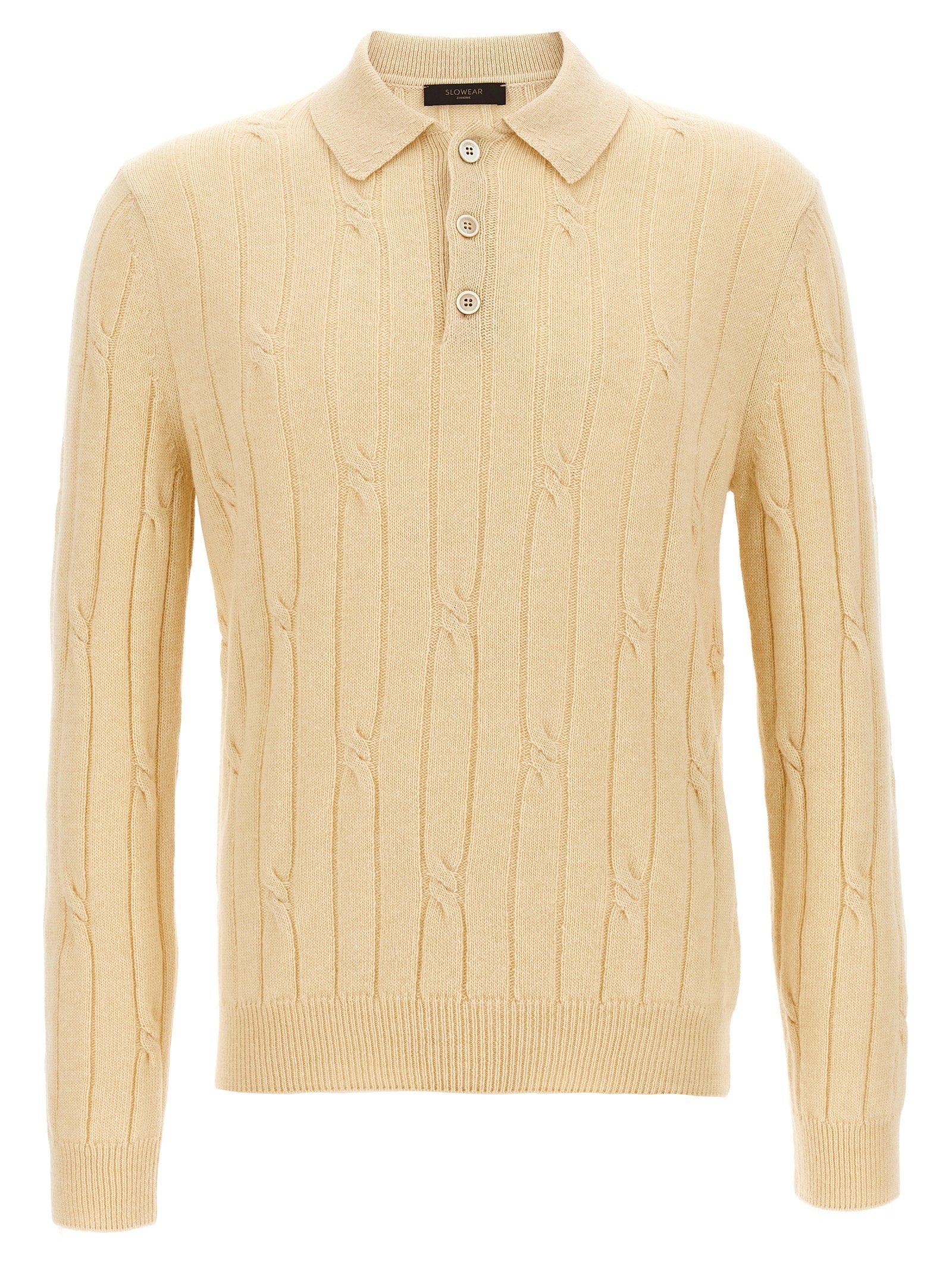 Zanone Wool and Cashmere Blend Polo — Cream