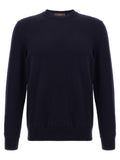 Zanone Virgin Wool Crewneck Sweater — Navy