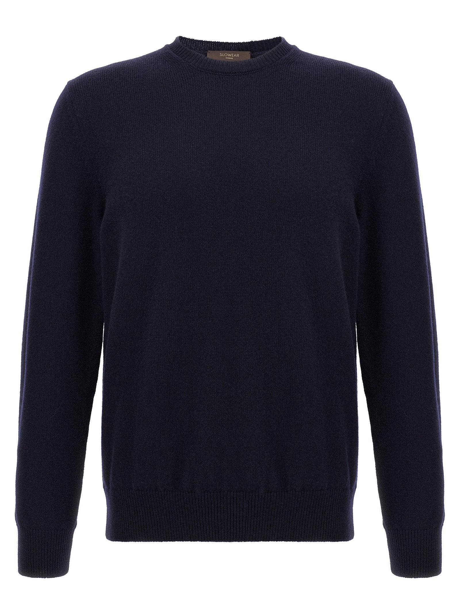 Zanone Virgin Wool Crewneck Sweater — Navy