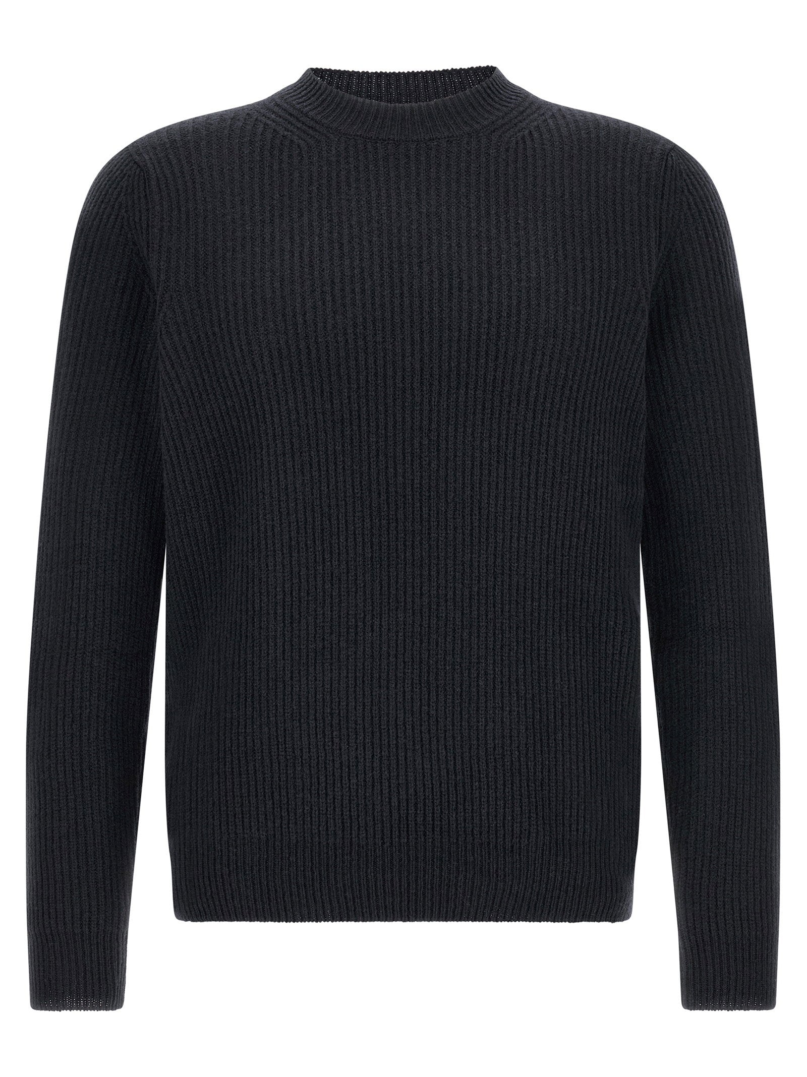 Zanone Ribbed Virgin Wool Sweater — Navy