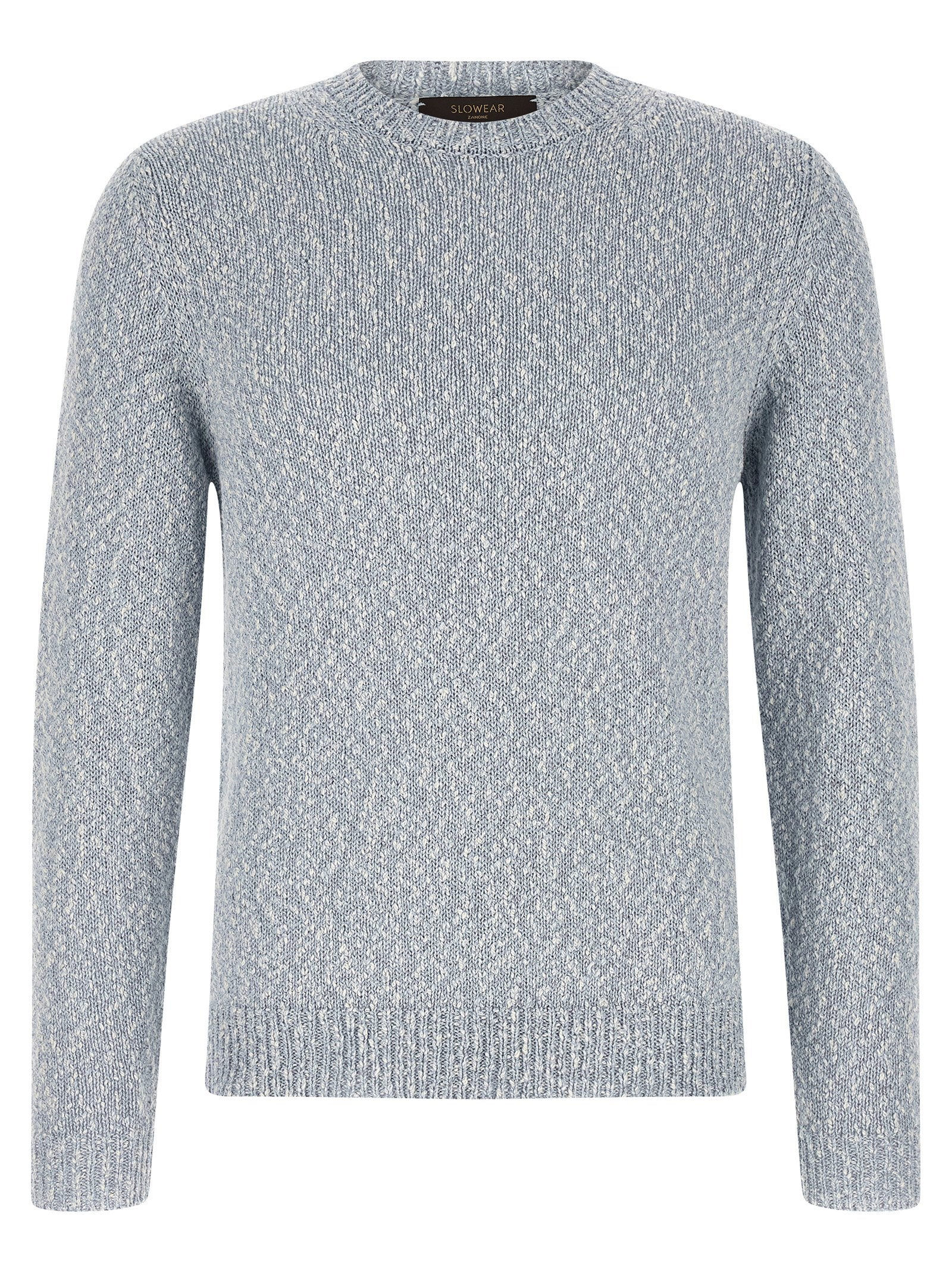 Zanone Two-Tone Knit Cotton Sweater — Gray