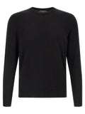 Zanone Cotton Crewneck Sweater — Black