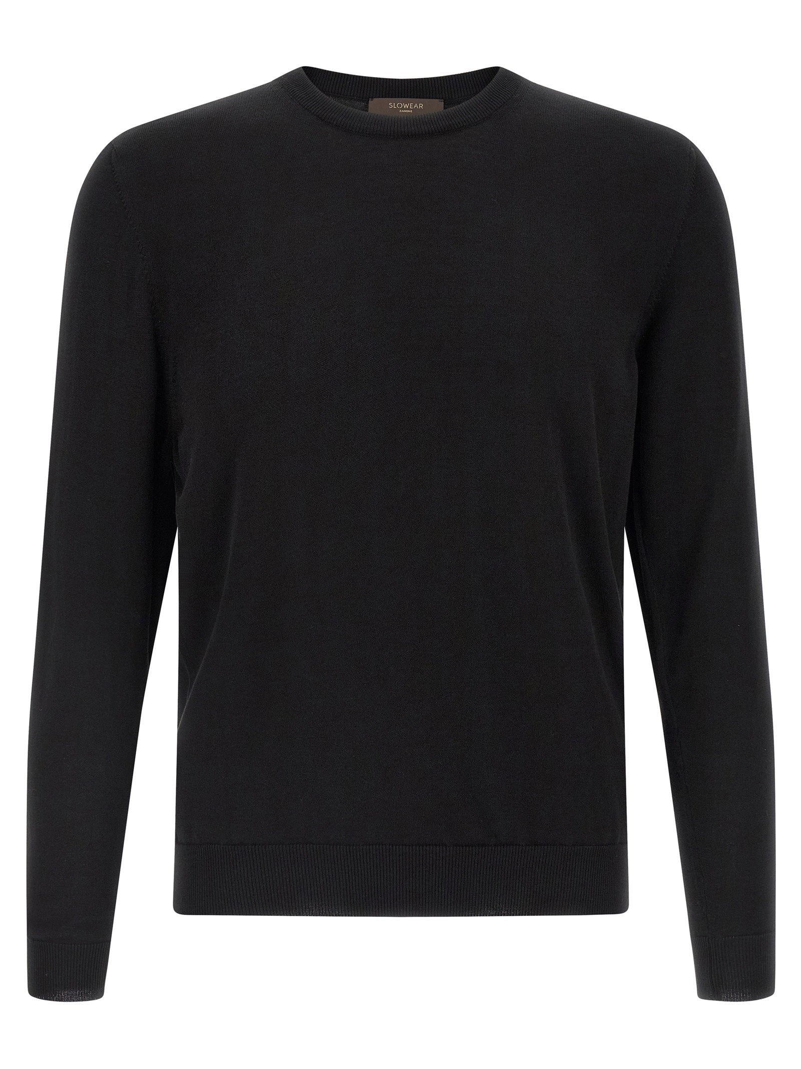 Zanone Cotton Crewneck Sweater — Black