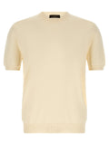 Zanone Cotton Crew Neck Sweater — Cream