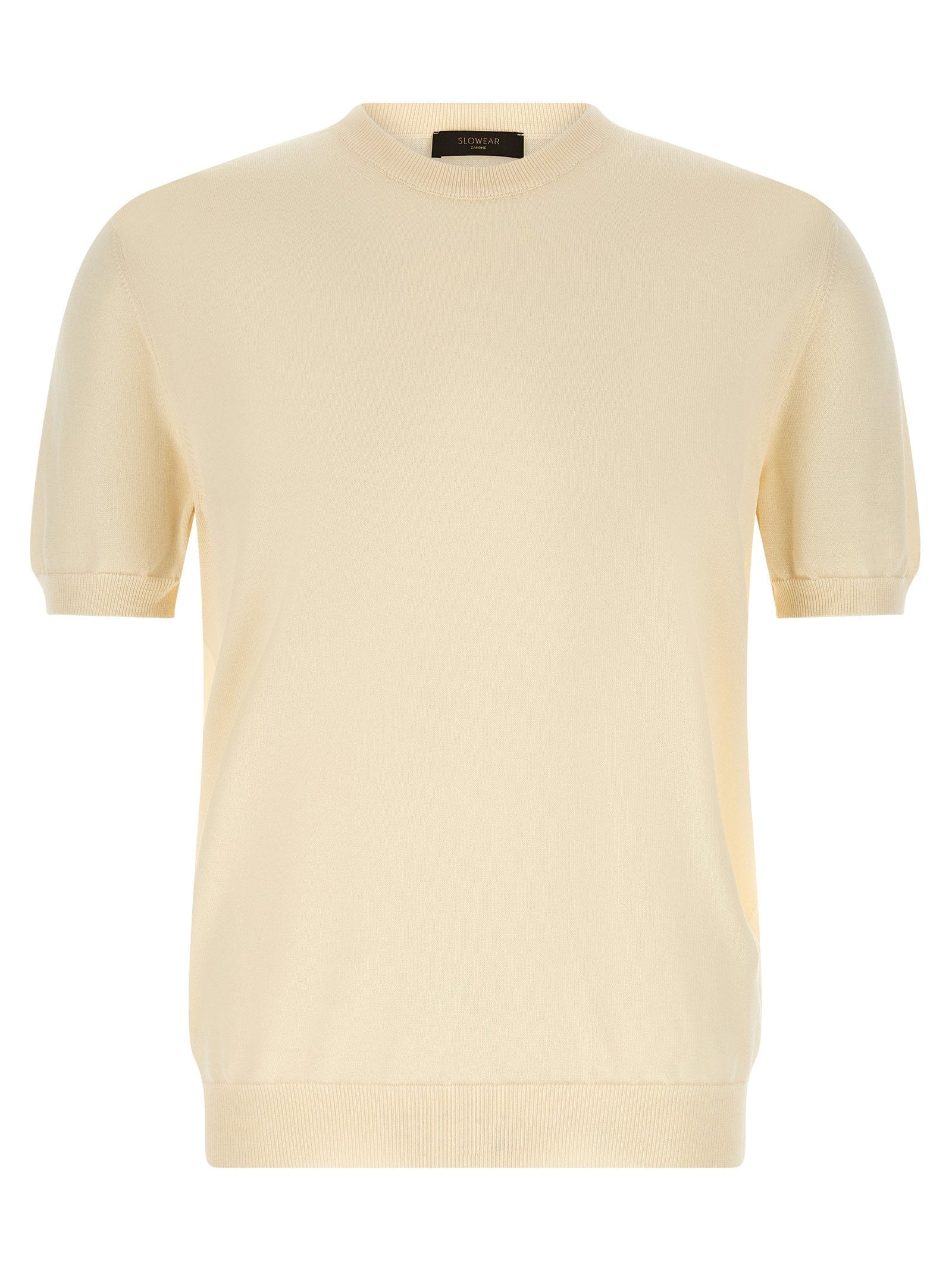 Zanone Cotton Crew Neck Sweater — Cream