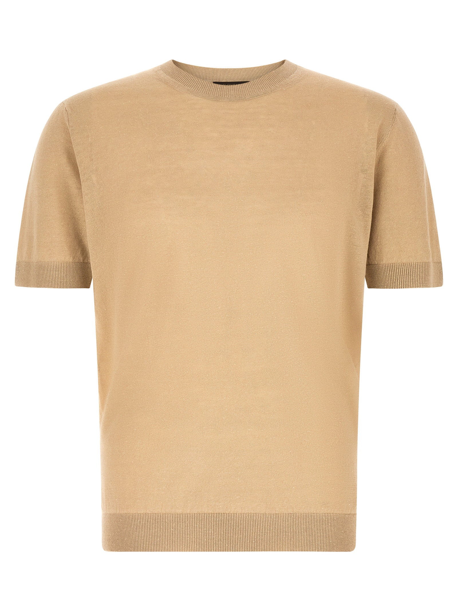 Zanone Linen-Cotton Blend Sweater — Beige