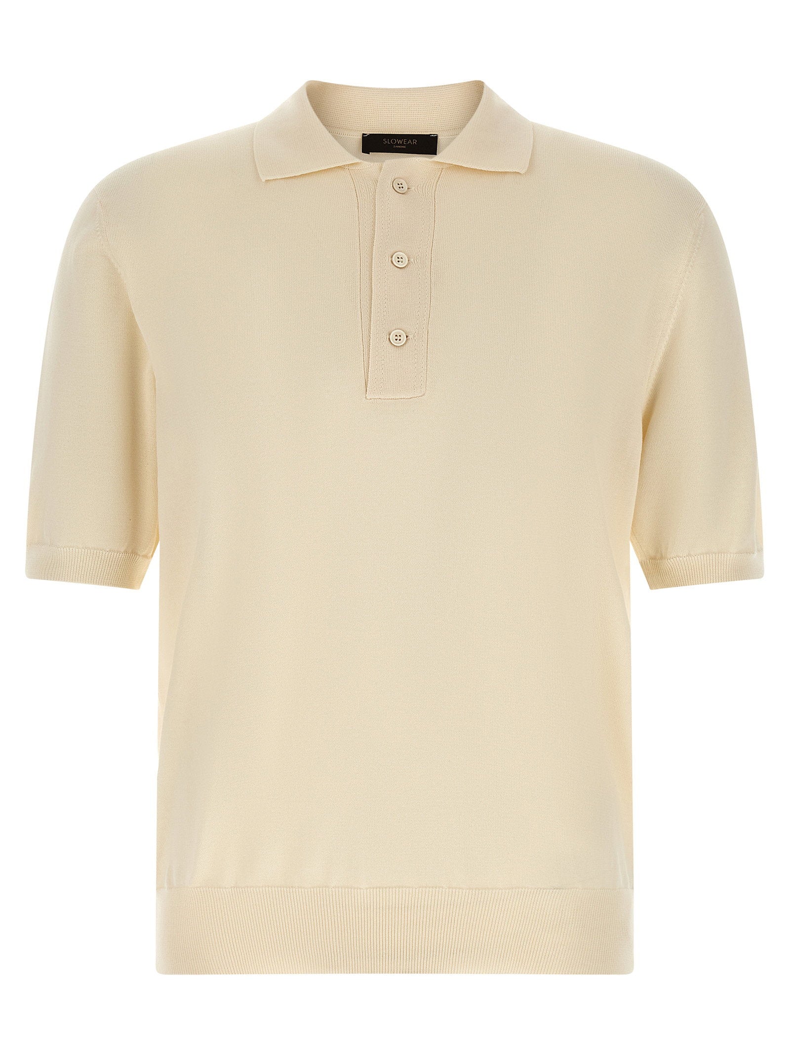 Zanone Cotton Knit Polo Shirt — Cream