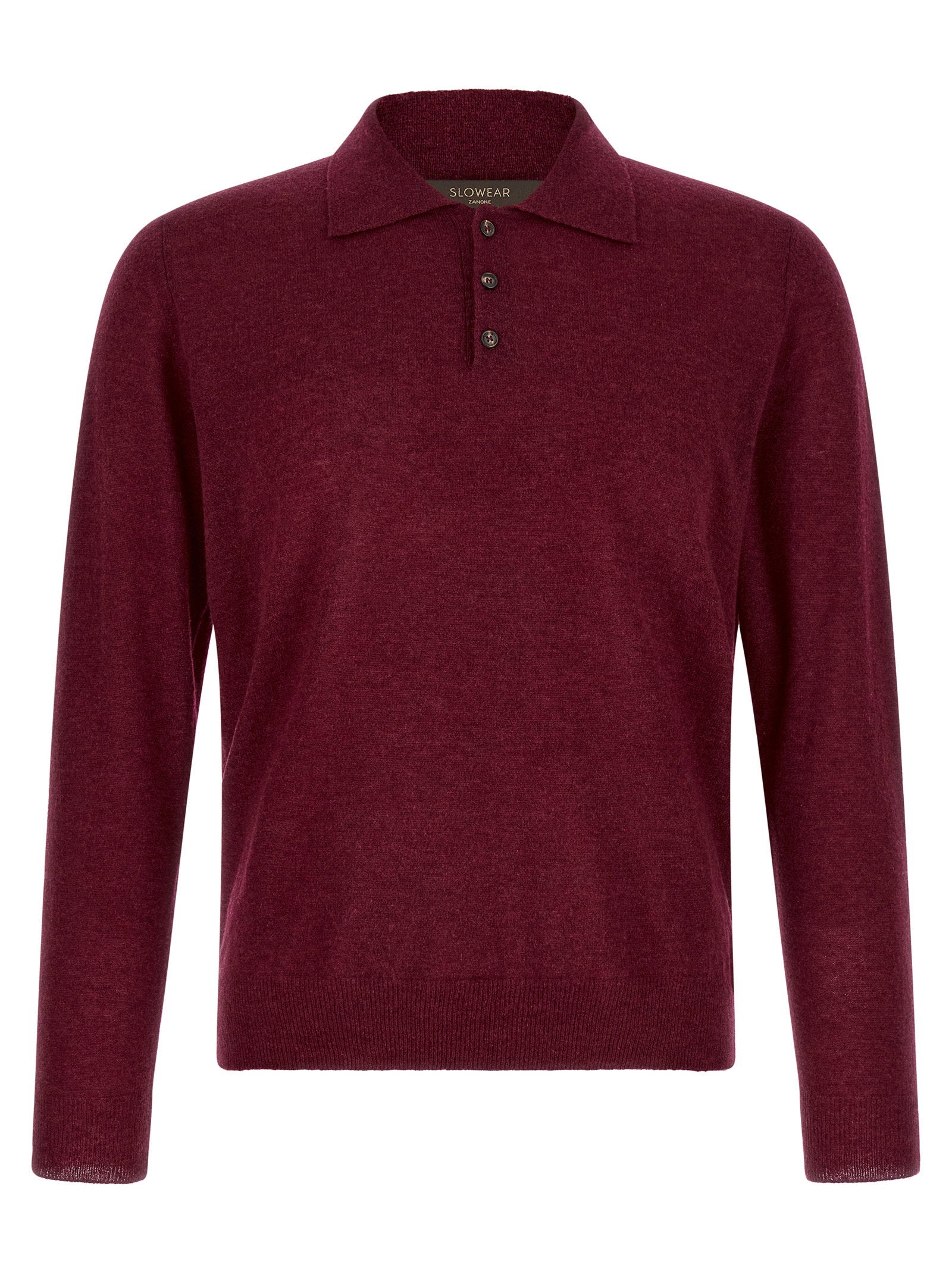 Zanone Cashmere Knit Polo Shirt — Burgundy