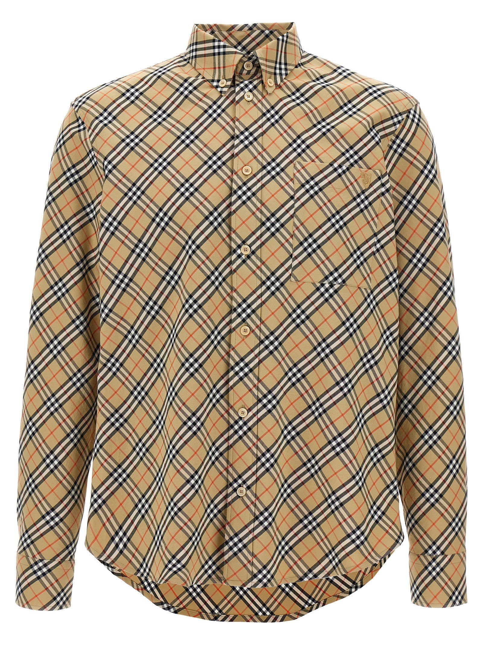 Burberry Check Print Shirt — Beige