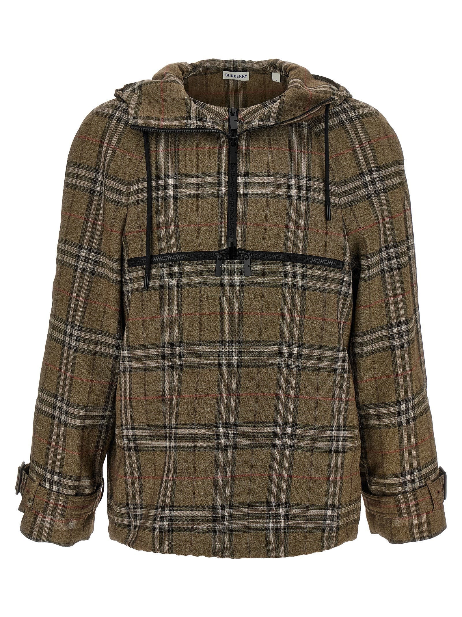 Burberry Check Wool with Hood Shirt — Khaki