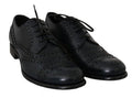 Men's Dark Blue Leather Wingtip Oxford Dress Shoes