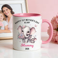 Taza de cerámica personalizada con el nombre y el texto de un elefante Regalo de aniversario para madres el 1er Día de la Madre
