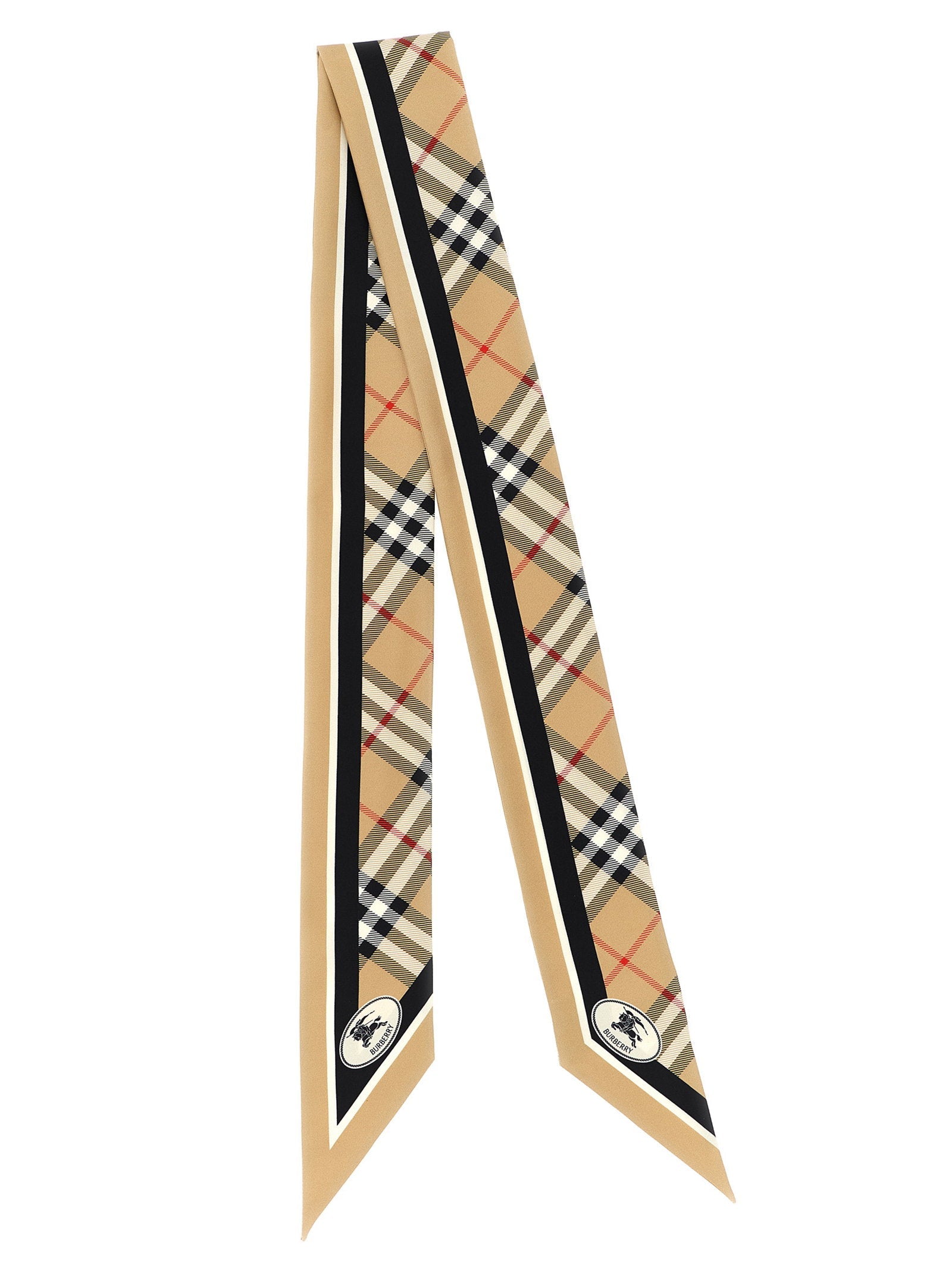 Burberry Check-Print Silk Twill Scarf — Camel