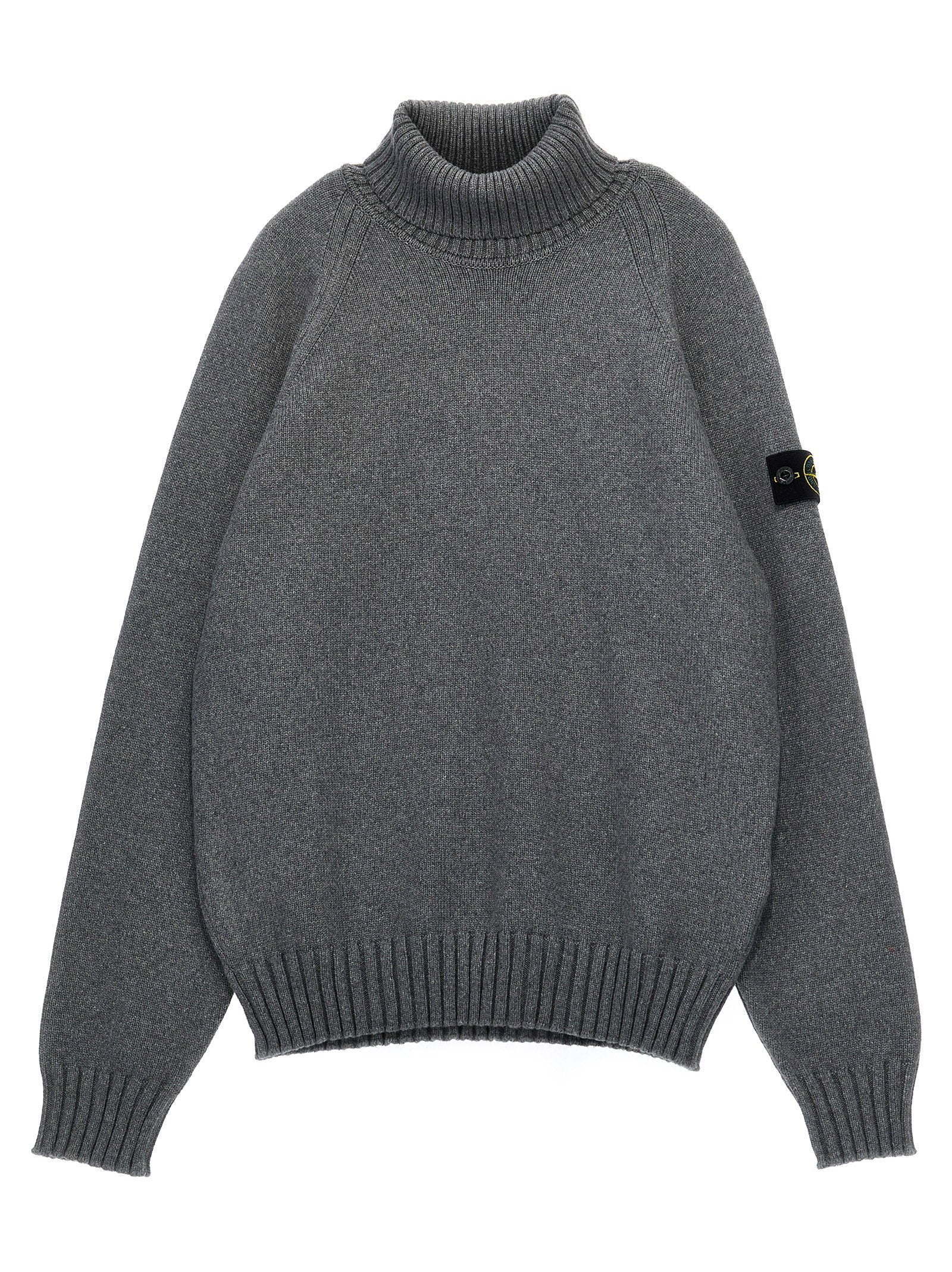Stone Island Junior Logo-Badge Cotton Blend Sweater — grey