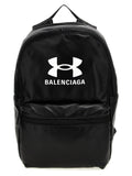 Balenciaga Logo-Print Lambskin Backpack — Black