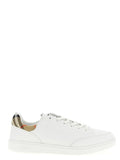 Burberry Leather with Check Heel Detail Sneaker — White