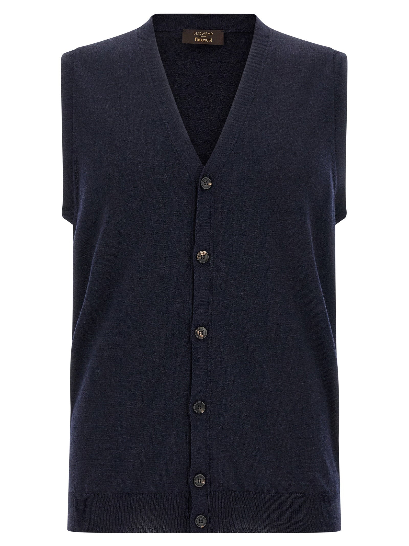 Zanone Flexwool Wool Vest — Navy