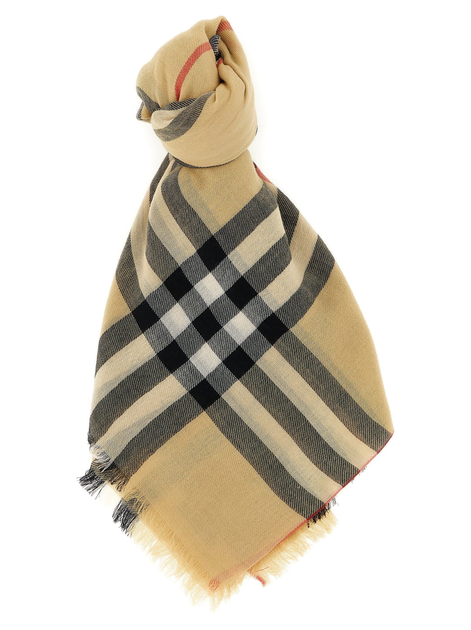 Burberry Burberry Check Wool Scarf — Beige