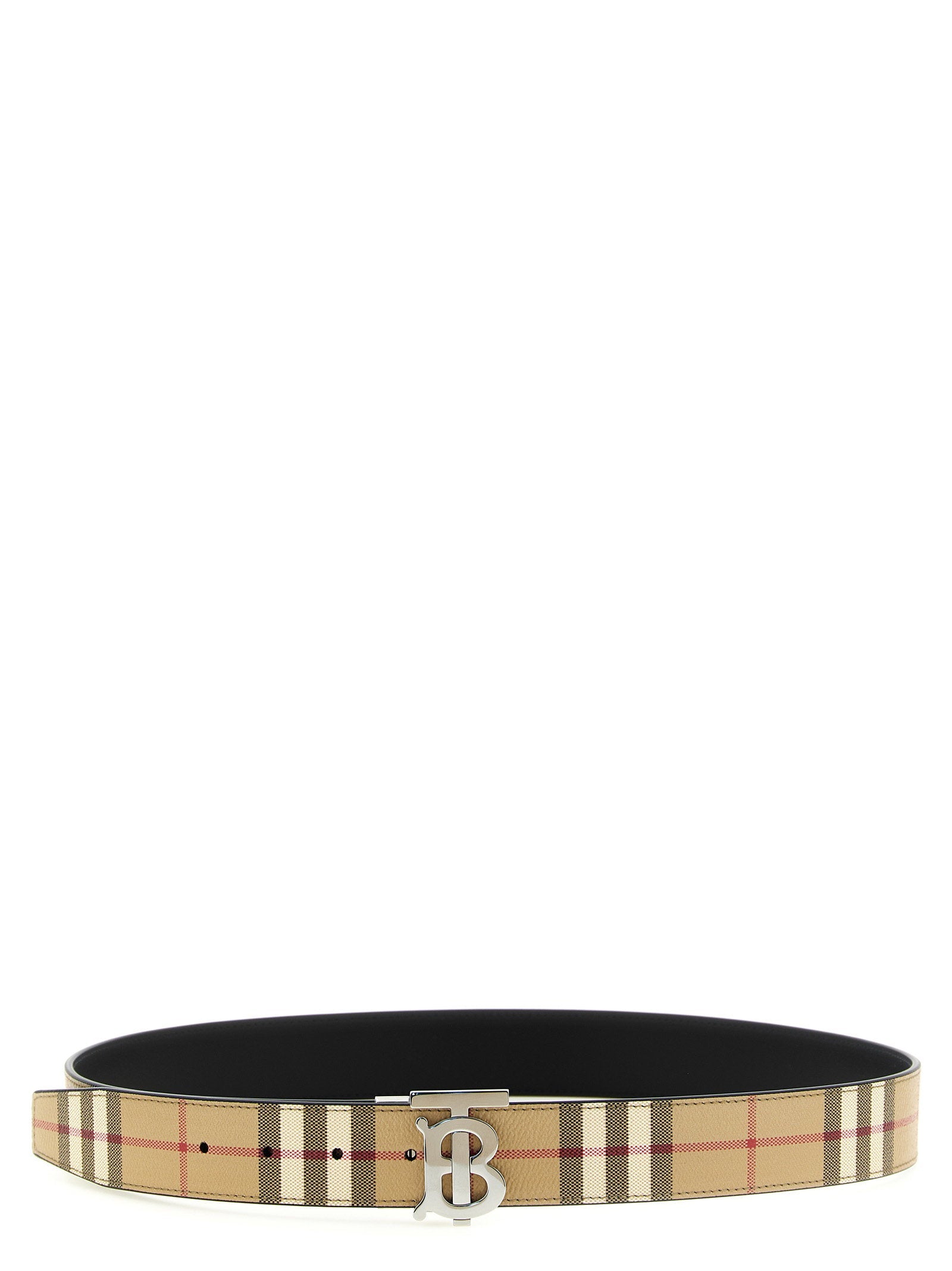 Burberry Reversible Logo-Buckle Check Belt — Beige