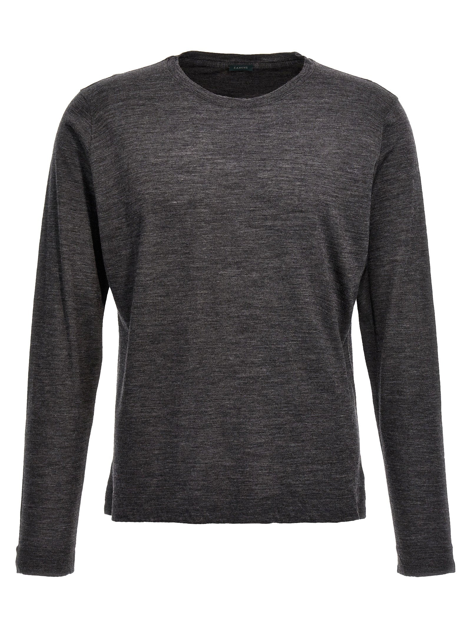 Zanone Wool-Blend Crewneck Sweater — Charcoal