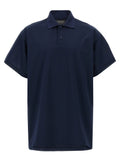 Balenciaga Embroidered Logo Polo — Navy
