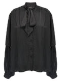 Balenciaga Double Sleeve with Lavallière Collar Shirt — Black