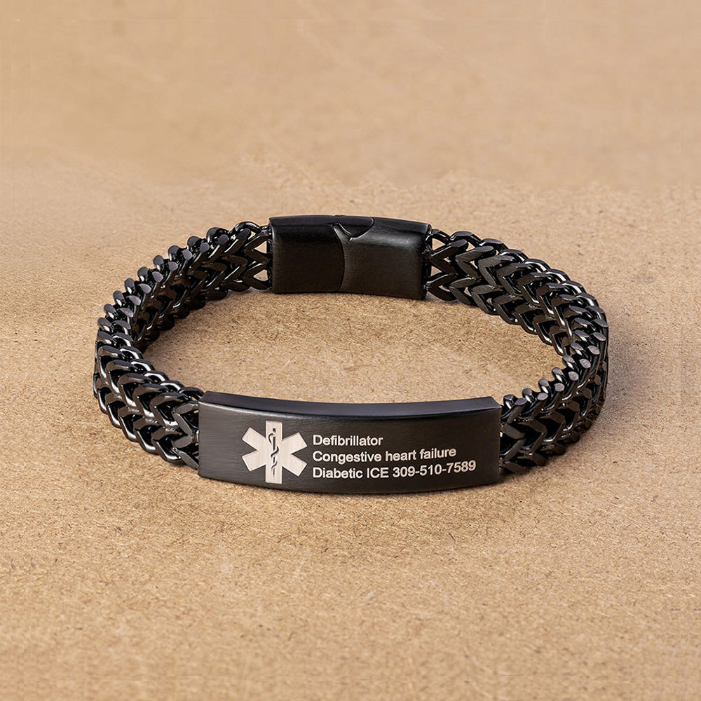 Pulsera de identificación de emergencia médica personalizada para hombres con texto de regalo para los pacientes de epilepsia diabetes alergia