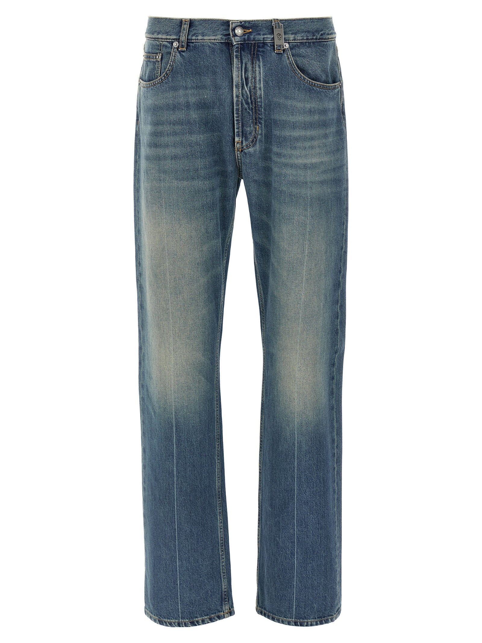 Alexander McQueen Stonewashed Denim Jeans — Blue