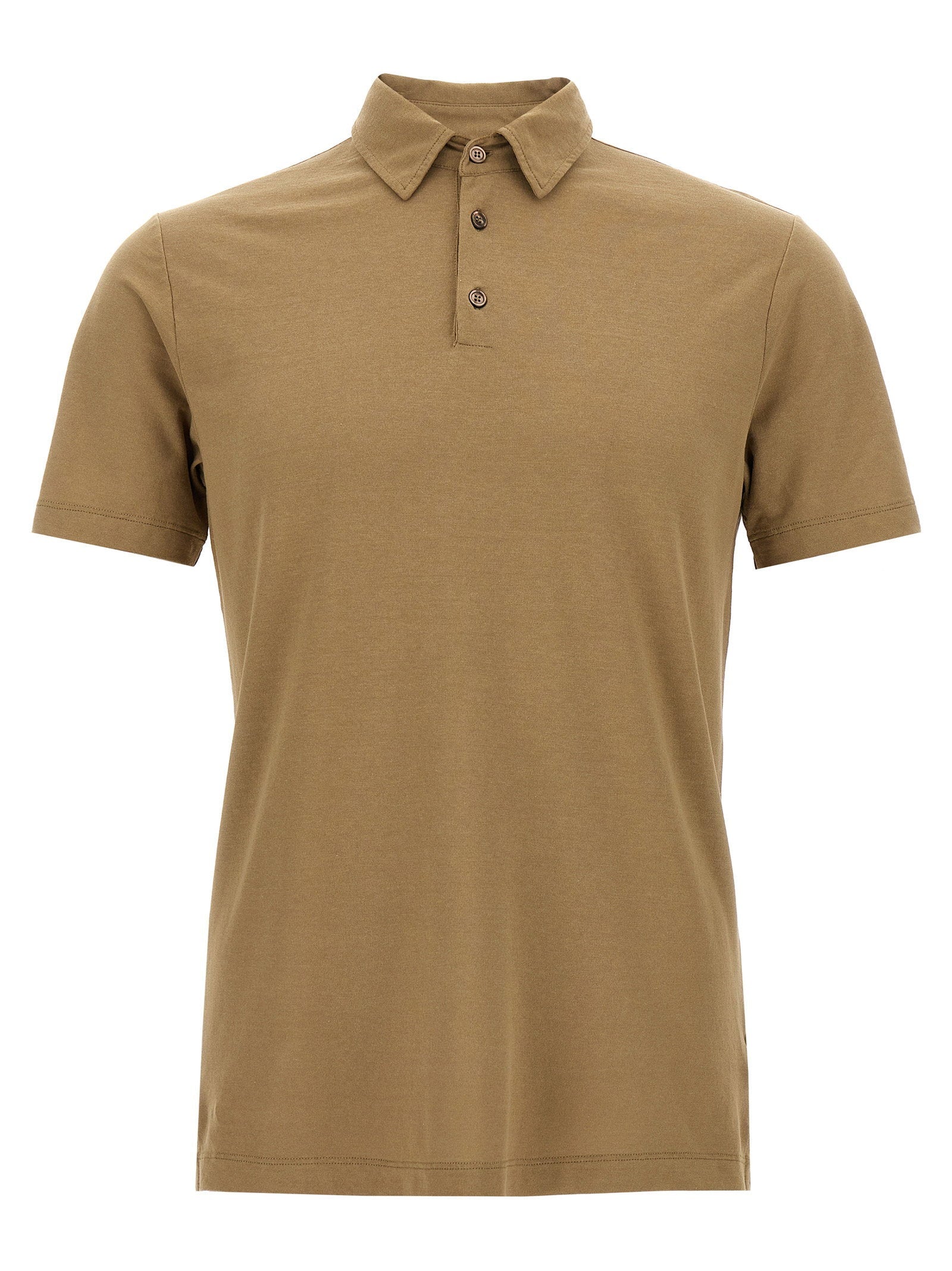 Zanone Ice Cotton Polo Shirt — tan