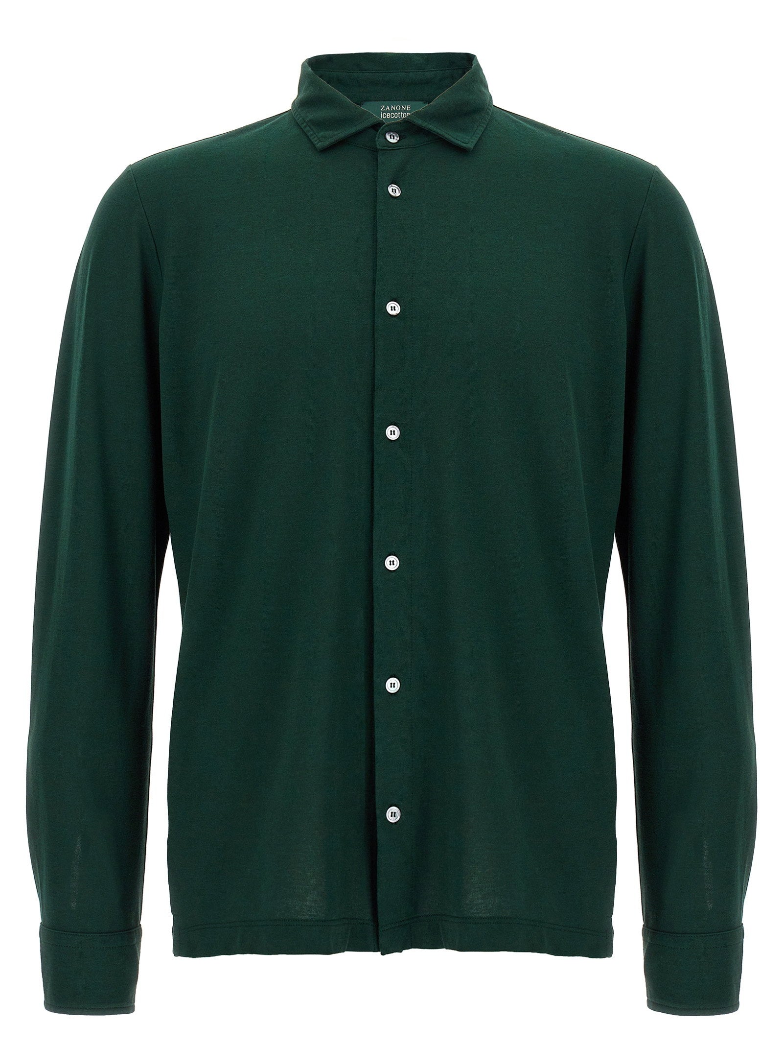 Zanone Ice Cotton Jersey Shirt — Dark Green