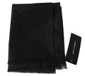 Men's Gray Wool Striped Pattern Wrap Scarf