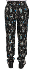 Men's Black Musical Instrument Sleepwear Pants Silk
