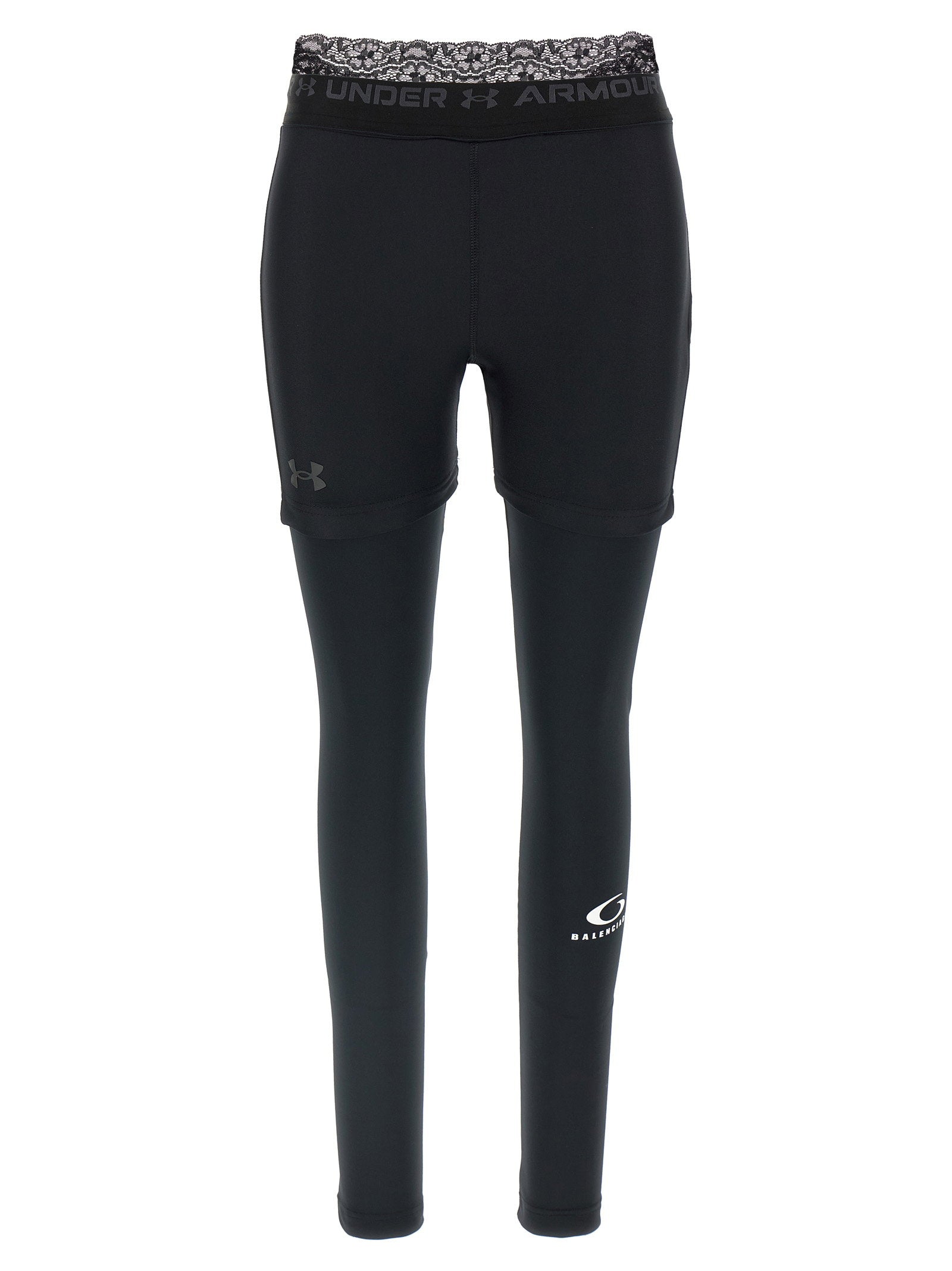 Balenciaga Logo-Printed Technical Fabric Leggings — Black