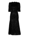 Women's Metallic Black Polyester A-Line Midi Dress Pa+pl+se