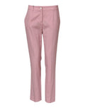 Women's Pink Wool Mid Waist Tapered Pants Virgin Elastane