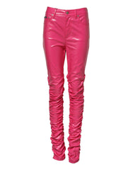 Women's Pink Cotton High Waisted Skinny Denim Jeans Clothing