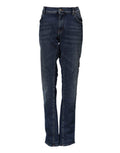 Women's Blue Cotton Mid Waisted Straight Denim Jeans Elastane Clothing